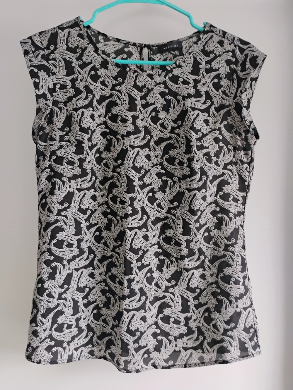 The Limited Black & White Paisley Cap-Sleeve Top